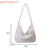 Nylon Quilted Top-handle Bag with Small Purse for Women Shoulder Handbag