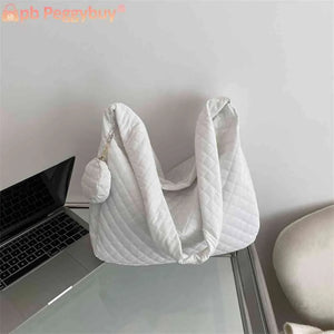 Nylon Quilted Top-handle Bag with Small Purse for Women Shoulder Handbag