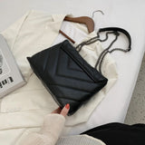 Lattice Pattern Messenger Tote Bag with Chain Handle