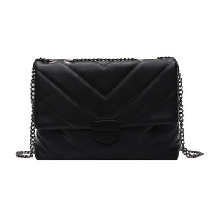 Lattice Pattern Messenger Tote Bag with Chain Handle