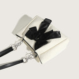 Women's Bow Shoulder Bag Solid Color Pleated Handbag