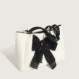 Women's Bow Shoulder Bag Solid Color Pleated Handbag