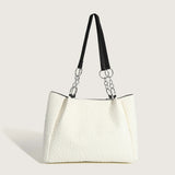 Women's Bow Shoulder Bag Solid Color Pleated Handbag