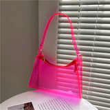 Transparent PVC Jelly Shoulder Bag Zip Underarm Summer Candy Bag
