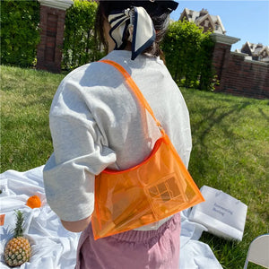 Transparent PVC Jelly Shoulder Bag Zip Underarm Summer Candy Bag
