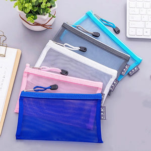 Transparent Mesh Pencil Case Office Student Pencil Cases Nylon Pencil Cases