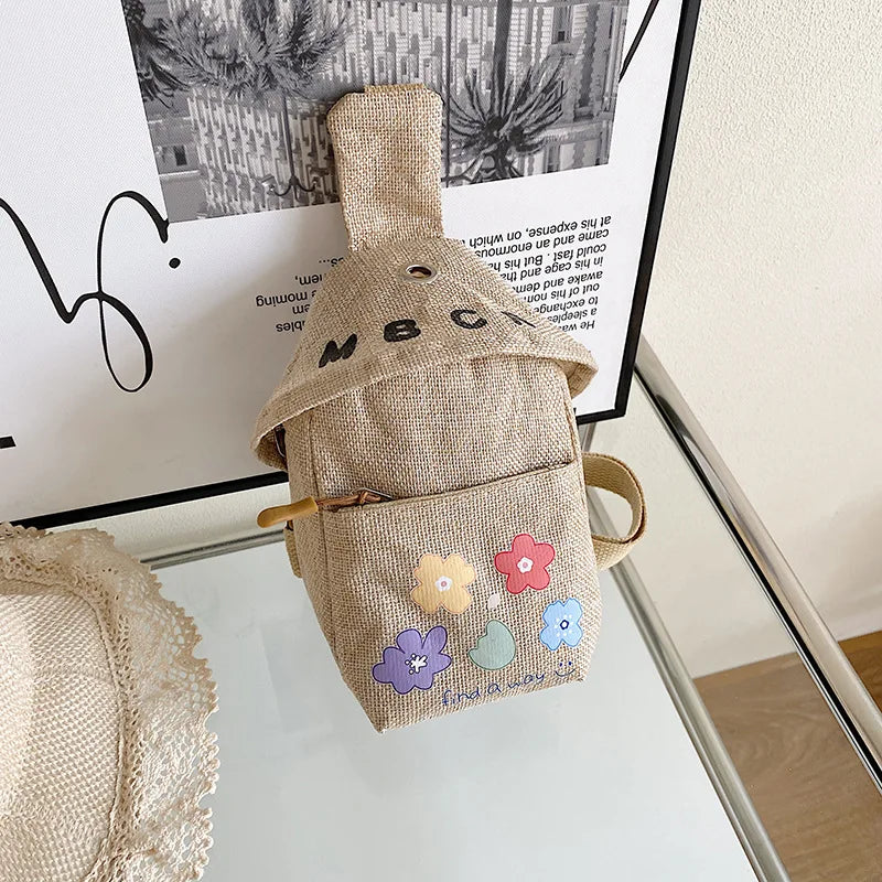 Floral Print Crossbody Bag for Women Linen Messenger Chest Bags