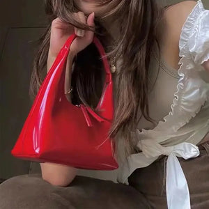 Women Leather Half-moon Underarm Bag Lady Handbag