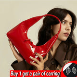 Leather Half-moon Armpit Handbag for Women