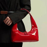 Leather Half-moon Armpit Handbag for Women