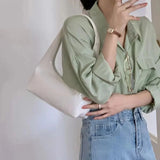 Women Leather Half-moon Underarm Bag Lady Handbag