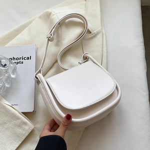 Vintage Saddle Bag for Women All-match Texture Pu Shoulder Crossbody Bags