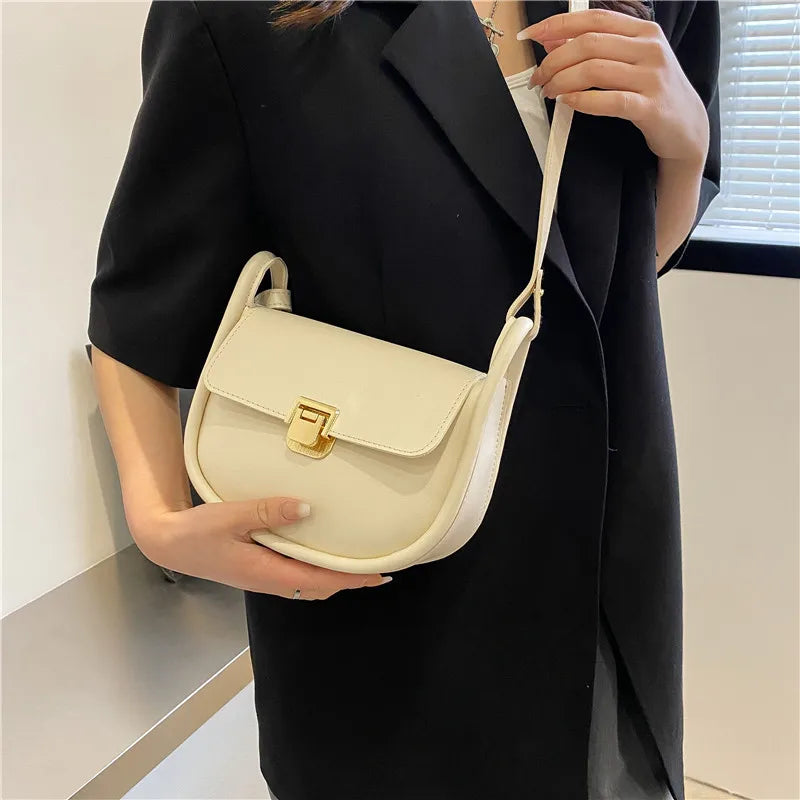 Vintage Leather Crossbody Saddle Bag for Women