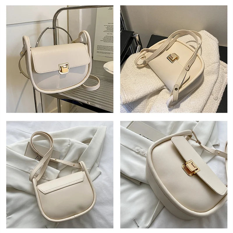 Vintage Leather Crossbody Saddle Bag for Women