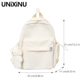 Women Backpack with Pendant Casual School Bag for Teenager Girl College Student