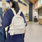 Women Backpack with Pendant Casual School Bag for Teenager Girl College Student