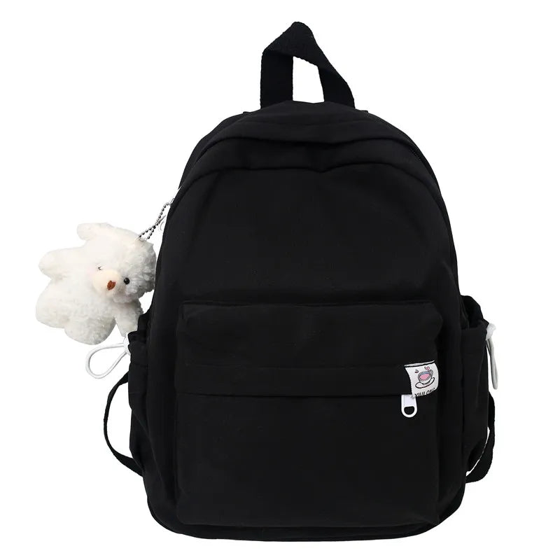 Women Backpack with Pendant Casual School Bag for Teenager Girl College Student