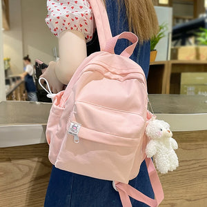 Women Backpack with Pendant Casual School Bag for Teenager Girl College Student