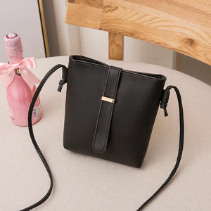 Women PU Leather Bucket Bag Zipper Crossbody Shoulder Casual Messenger Bag