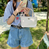 Solid Small Tote Handbags for Women Portable Travel P