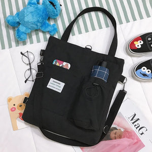 Japanese Literary Bear Canvas Bag Handbag
