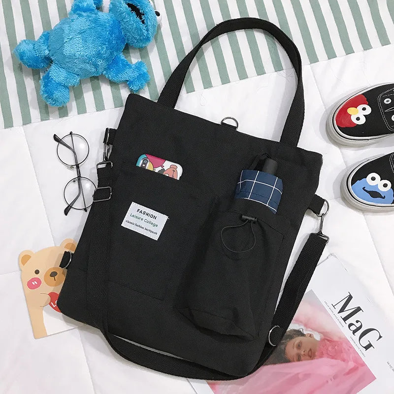 Japanese Literary Bear Canvas Bag Handbag