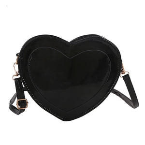 Heart PU Leather Crossbody Bag Small Zipper Travel Messenger Bag