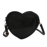 Heart PU Leather Crossbody Bag Small Zipper Travel Messenger Bag