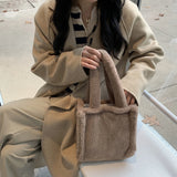 Women's Soft Plush Shoulder Bag Autumn Winter Travel Hand Bag