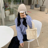 Women's Soft Plush Shoulder Bag Autumn Winter Travel Hand Bag