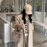 Women's Soft Plush Shoulder Bag Autumn Winter Travel Hand Bag