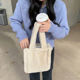 Women's Soft Plush Shoulder Bag Autumn Winter Travel Hand Bag