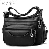 Women Tote Handbag Soft Leather Messenger Classic Solid Zipper Ladies Travel
