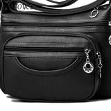 Women Tote Handbag Soft Leather Messenger Classic Solid Zipper Ladies Travel