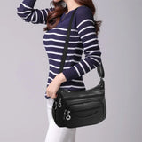 Women Tote Handbag Multi-Layer Soft Leather Messenger Handbag