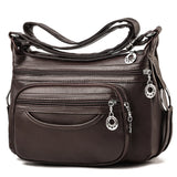 Women Tote Handbag Multi-Layer Soft Leather Messenger Handbag