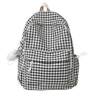 Women's Backpack College Style School Bookbag Plaid Rucksack Large Capacity