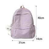 Women's Backpack College Style School Bookbag Plaid Rucksack Large Capacity