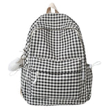 Women's Backpack College Style School Bookbag Plaid Rucksack Large Capacity