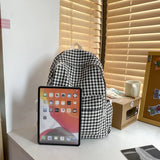 Women's Backpack College Style School Bookbag Plaid Rucksack Large Capacity