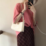 Zipper PU Underarm bags Women's Soft-Faced Handbag