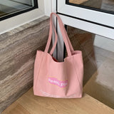 Canvas Handbag Women's Casual Shoulder Bag Solid Tie Large Capacity