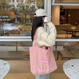 Canvas Handbag Women's Casual Shoulder Bag Solid Tie Large Capacity