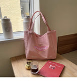 Canvas Handbag Women's Casual Shoulder Bag Solid Tie Large Capacity