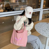 Canvas Handbag Women's Casual Shoulder Bag Solid Tie Large Capacity