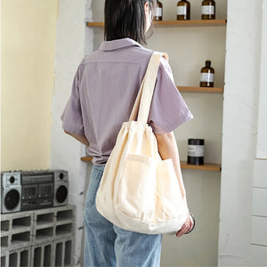 Canvas Drawstring Handbag Large Capacity Shoulder Bag