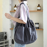 Canvas Drawstring Handbag Large Capacity Shoulder Bag