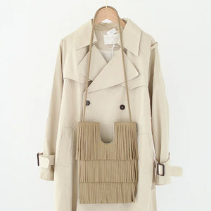 Soft Leather Tassel Shoulder Bag for Women