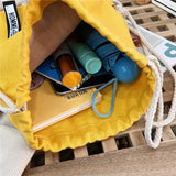 Women Canvas Backpack Drawstring Bag Teenager Girl Rucksack