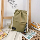 Women Canvas Backpack Drawstring Bag Teenager Girl Rucksack